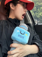 1 Cute Microphone Car Seatbelt Cover, Plush Shoulder Pad, Soft Seatbelt Pad, Anti-Wear Protective Cover, Cute Car Interior Accessory, Creative Gift for Women and Girls
