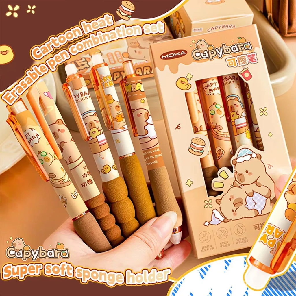 Cute Capybara Animal Gel Pens Erasable & Refillable Ink Pens Smudge-Free Writing for School season beg Supplies Stationery Gifts