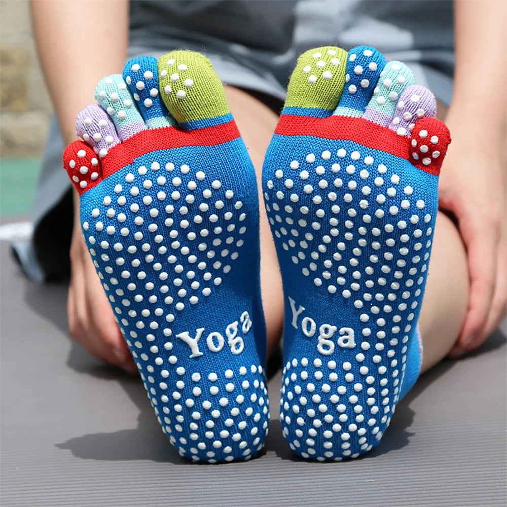 Colorful Five Finger Yoga Socks Design High Quality Women Sports Socks Profession Silicone Anti-slip Pilates Dance Cotton Socks Secondary image