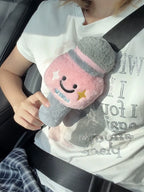 1 Cute Microphone Car Seatbelt Cover, Plush Shoulder Pad, Soft Seatbelt Pad, Anti-Wear Protective Cover, Cute Car Interior Accessory, Creative Gift for Women and Girls