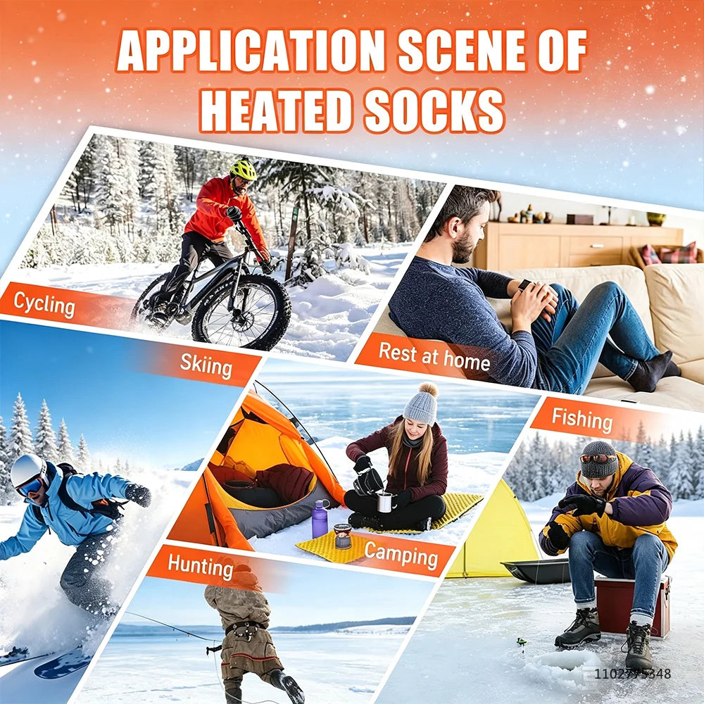 New Heated Socks Rechargeable 6000mah Electric Heated Skiing Socks Snowboarding Outdoor Sports Foot Warmer Winter Thermal Socks