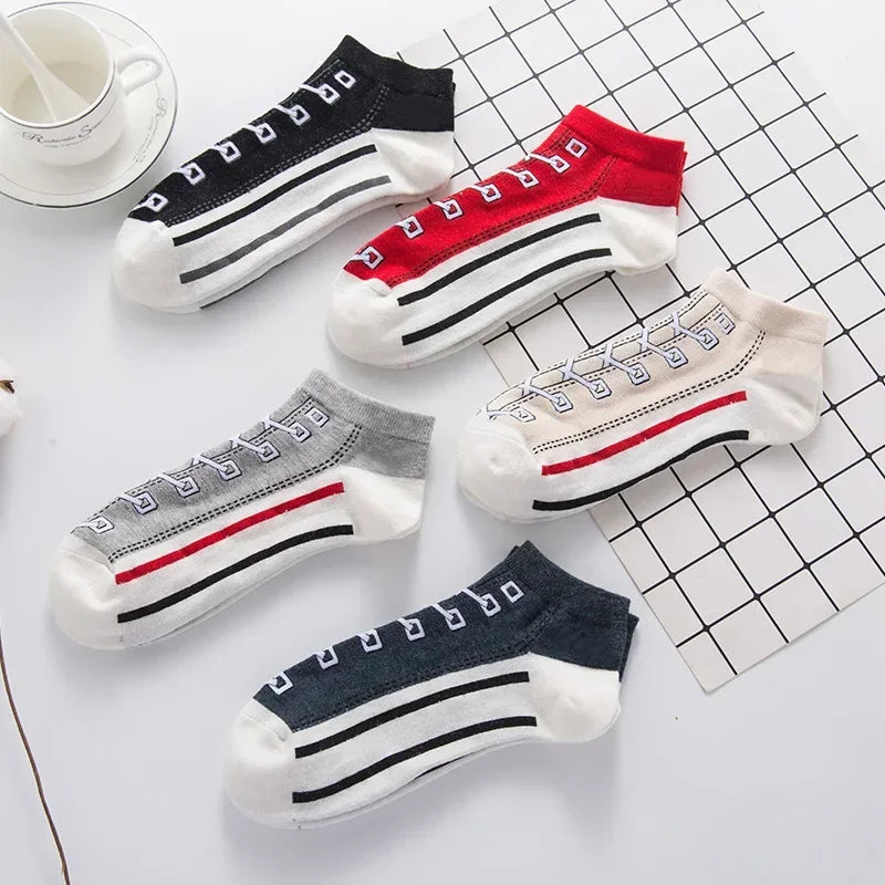 Fashion Funny Women's Men Harajuku Style Socks Kawaii Shoe Print Cute Short Sock Gift For Women Men Dropshipping