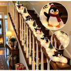 Penguin Christmas Stair Snow Decor Staircase decorative light