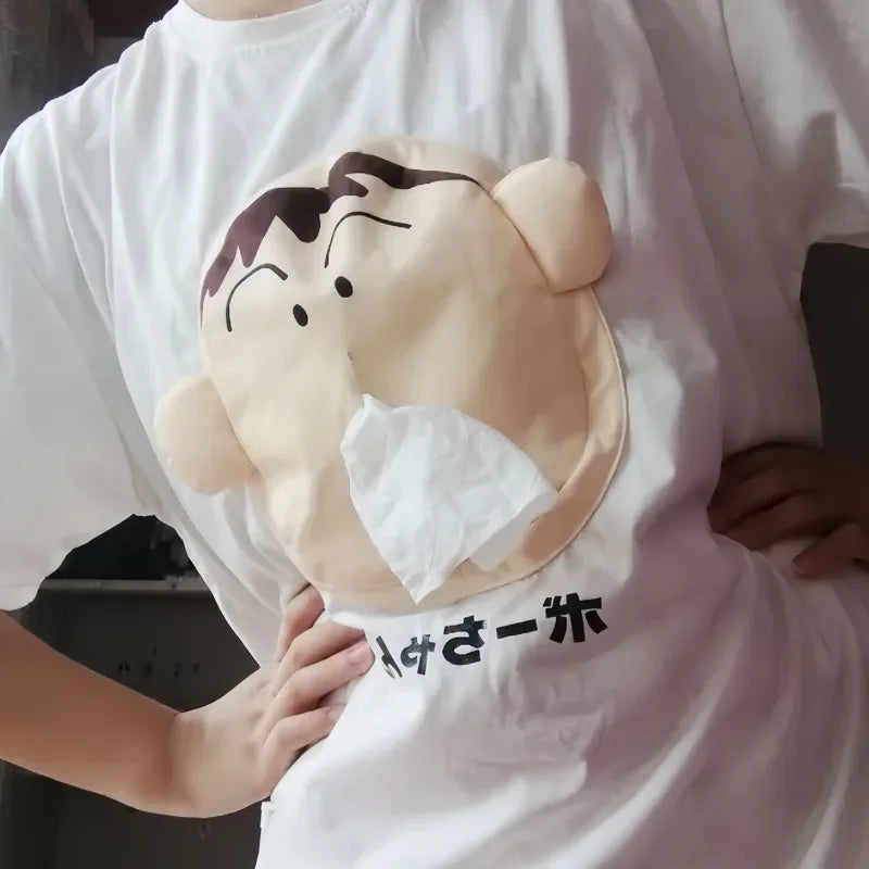 Creative Boochan 3D Tissue T-Shirt Short Sleeve Fun Fashion Trends Portable Tissue Paper Cute Christmas Gifts