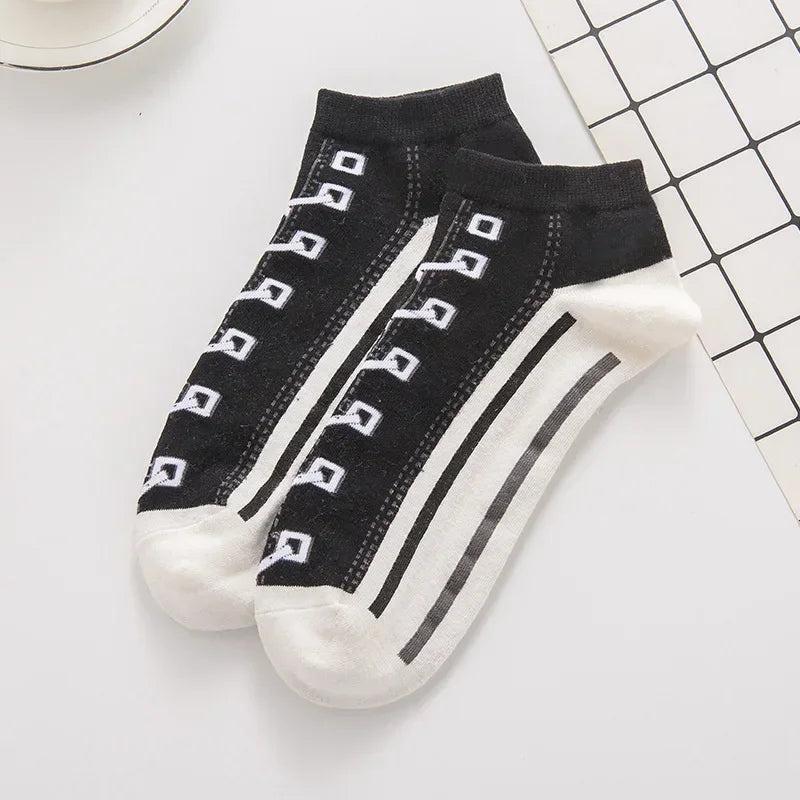 Fashion Funny Women's Men Harajuku Style Socks Kawaii Shoe Print Cute Short Sock Gift For Women Men Dropshipping