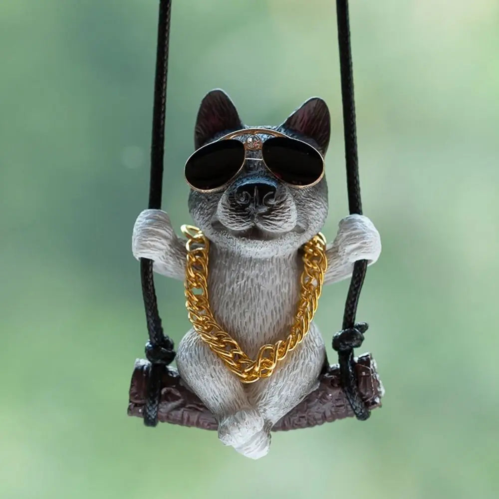 Trend Swing Dog Auto Interior Accessories Decoration Sunglasses Car Pendant Bulldog Resin Car Hanging Gift
