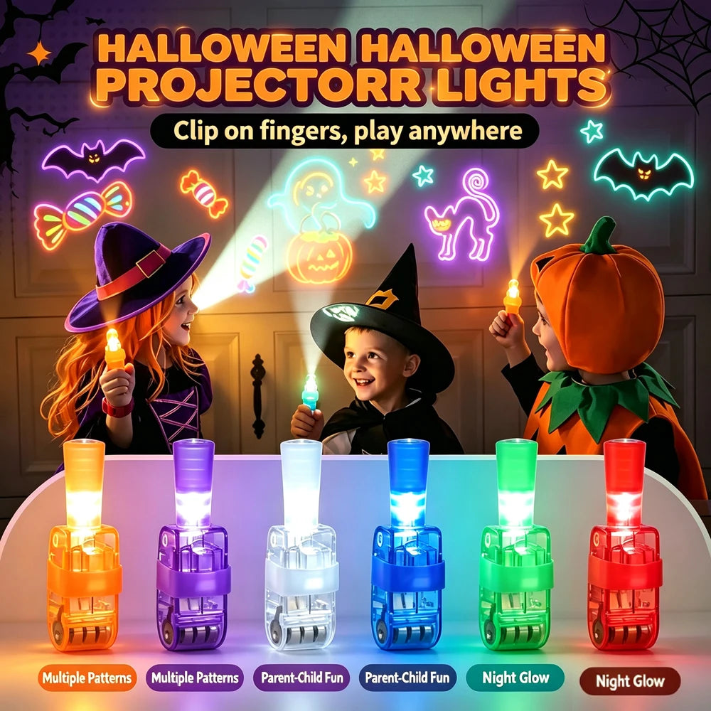 LED Halloween Finger Projector Flashlight Halloween Patterns Party Toy Halloween Treats Bag Stuffers Birthday Party Favors Secondary image