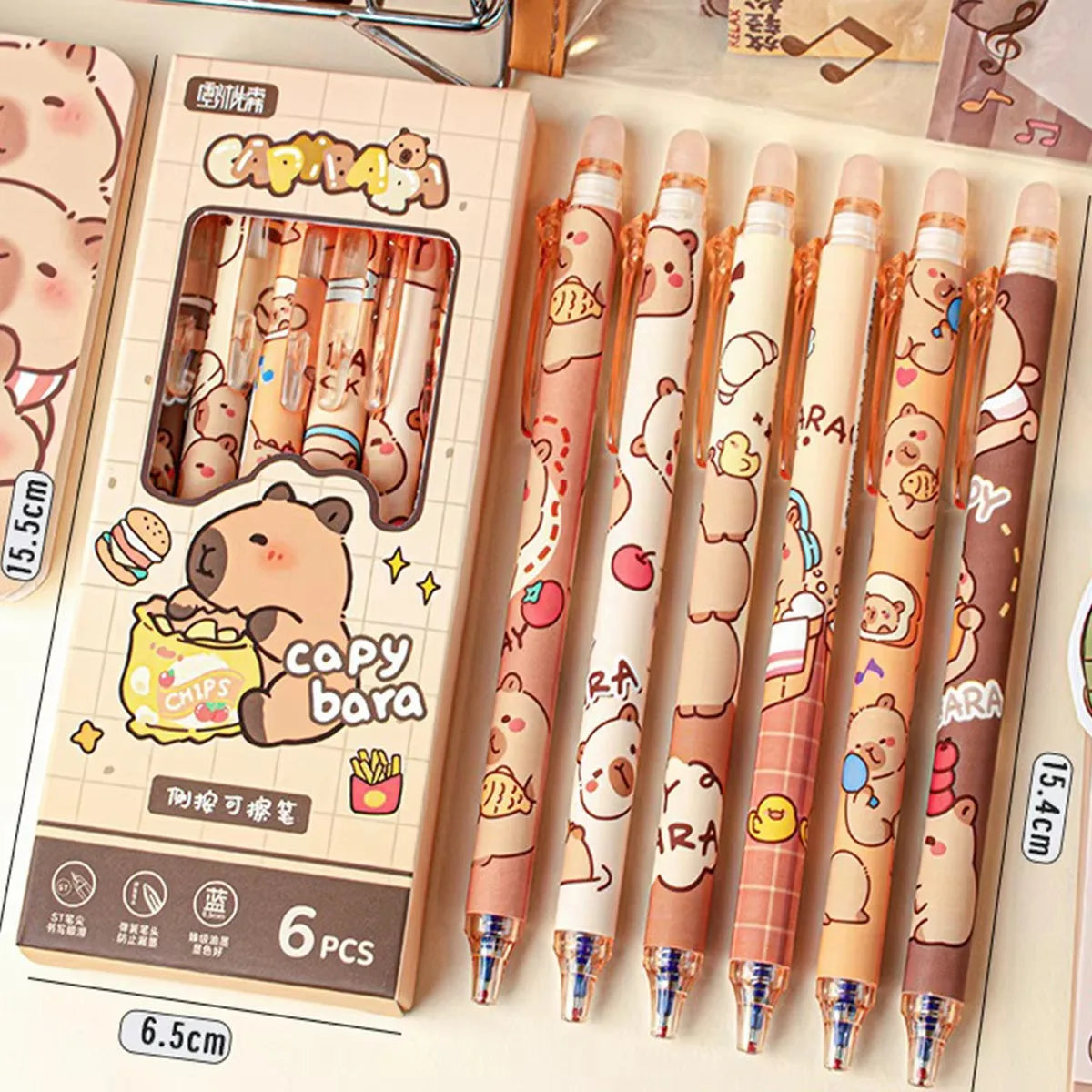 Cute Capybara Animal Gel Pens Erasable & Refillable Ink Pens Smudge-Free Writing for School season beg Supplies Stationery Gifts