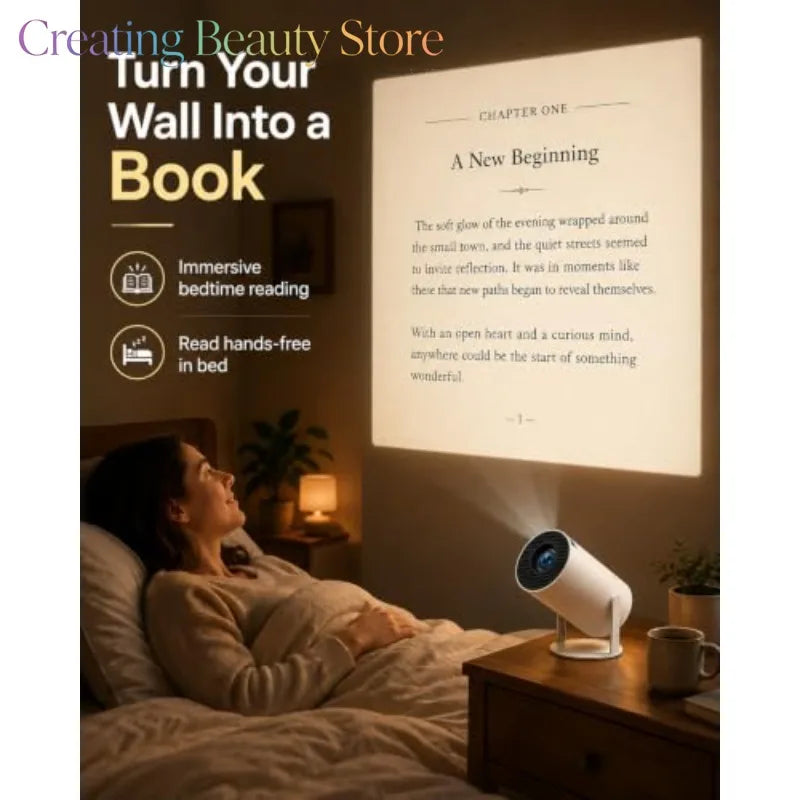 Book Projector for Reading, 720P Native HD with 180° Rotation Book Projector Built-in Speaker, 4K Input Support ，wall decoration