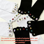 Creative Rhinestone Toe Nail Art Five‑Toe Socks, Breathable Polyester Split‑Toe Mid‑Calf Socks, Multi‑Color Trendy Casual Socks