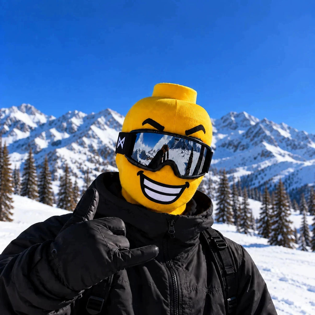Snowboard Mask Bike Riding Windproof Face Cover All-Match Yellow Little Fellow Printed Simulation Mask Unisex Nylon Material