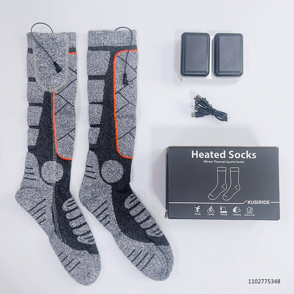 New Heated Socks Rechargeable 6000mah Electric Heated Skiing Socks Snowboarding Outdoor Sports Foot Warmer Winter Thermal Socks