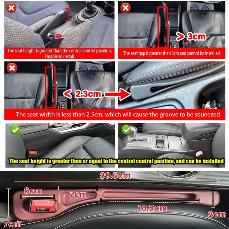 Car Seat Gap Filler 2PCS Universal Auto Seat Side Gap Plug Stop Phone Key Coin Falling Car Interior Accessories