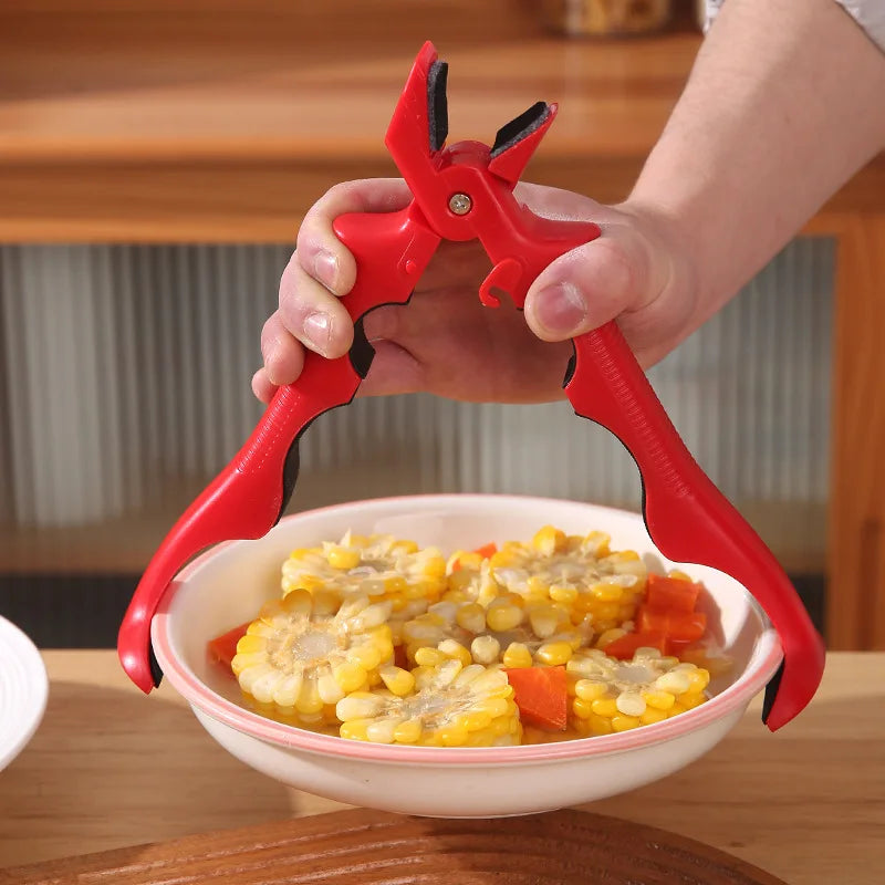 3-in-1 Heat-Proof Dish Clips for Kitchen, Anti-Slip Plate Grippers, Labor-saving Bottle Opener Integrated at the Tail