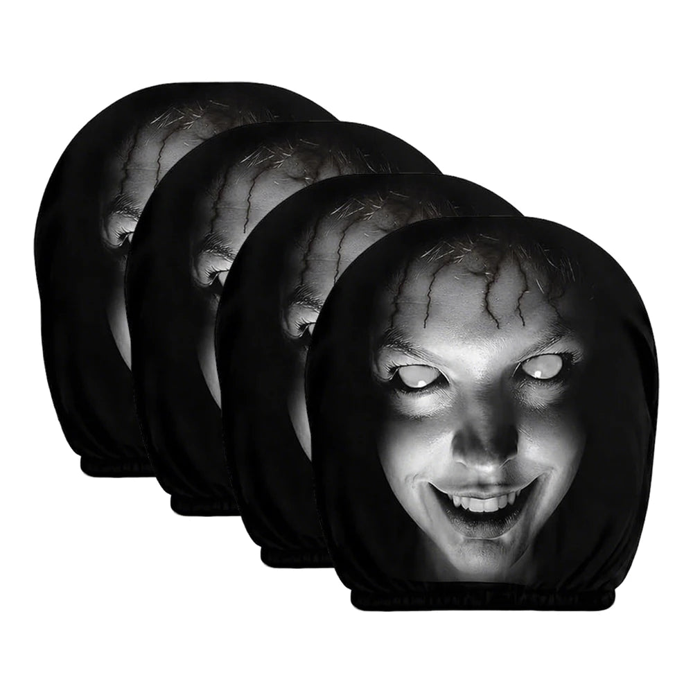 Aoifn Ghost Face Car Headrest Covers, Universal Halloween Horror Theme Headrest Covers, Scary Funny Car Interior Accessories