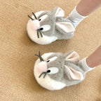 Warm Plush Winter Cotton Slippers For Women Lovely House Shoes Funny Cartoon Rabbit Style Thick Sole Female Home Fluffy Slipper