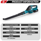 ONEVAN 5500W Brushless Electric Air Blower Cordless Leaf Dust Snow Blowing Clean High Power Tool For Makita 18V Battery Pin