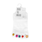 Creative Rhinestone Toe Nail Art Five‑Toe Socks, Breathable Polyester Split‑Toe Mid‑Calf Socks, Multi‑Color Trendy Casual Socks