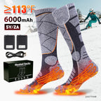 New Heated Socks Rechargeable 6000mah Electric Heated Skiing Socks Snowboarding Outdoor Sports Foot Warmer Winter Thermal Socks