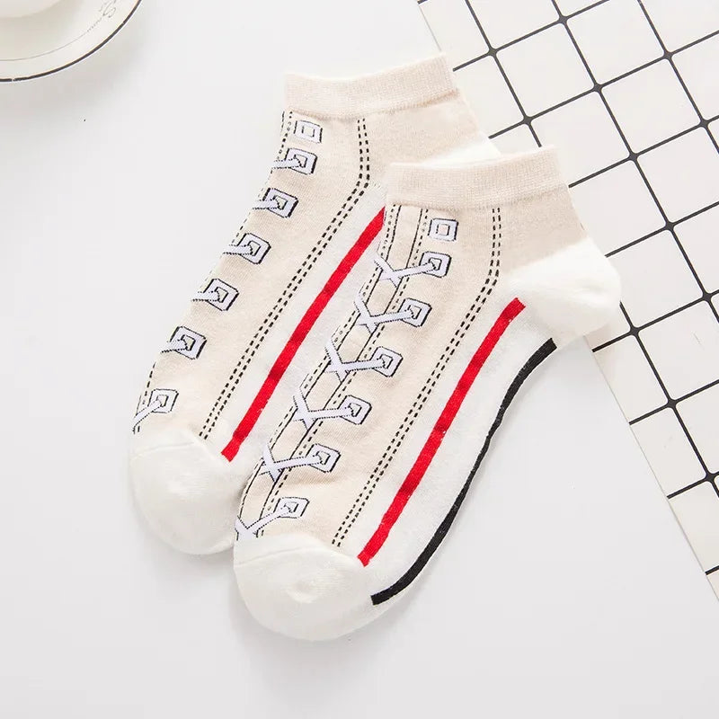 Fashion Funny Women's Men Harajuku Style Socks Kawaii Shoe Print Cute Short Sock Gift For Women Men Dropshipping