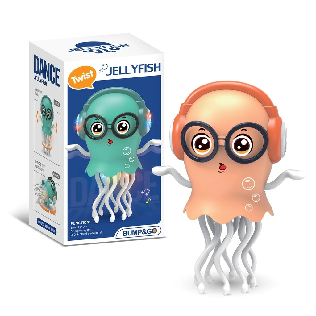 Electrically-Powered Crawling Dancing Jellyfish Toy, An Octopus With Automatic Obstacle Sensor, Intelligent LED Lights and Mu