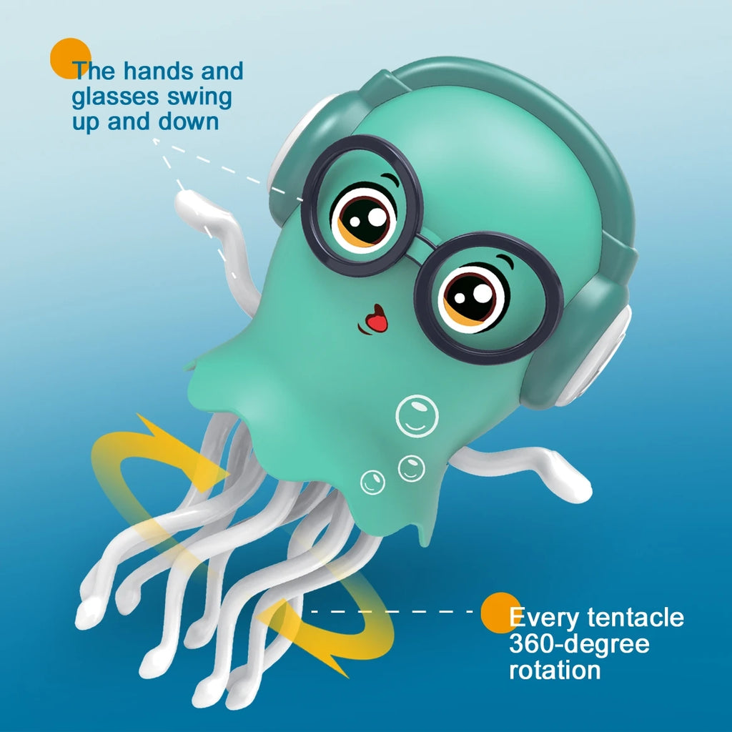 Electrically-Powered Crawling Dancing Jellyfish Toy, An Octopus With Automatic Obstacle Sensor, Intelligent LED Lights and Mu