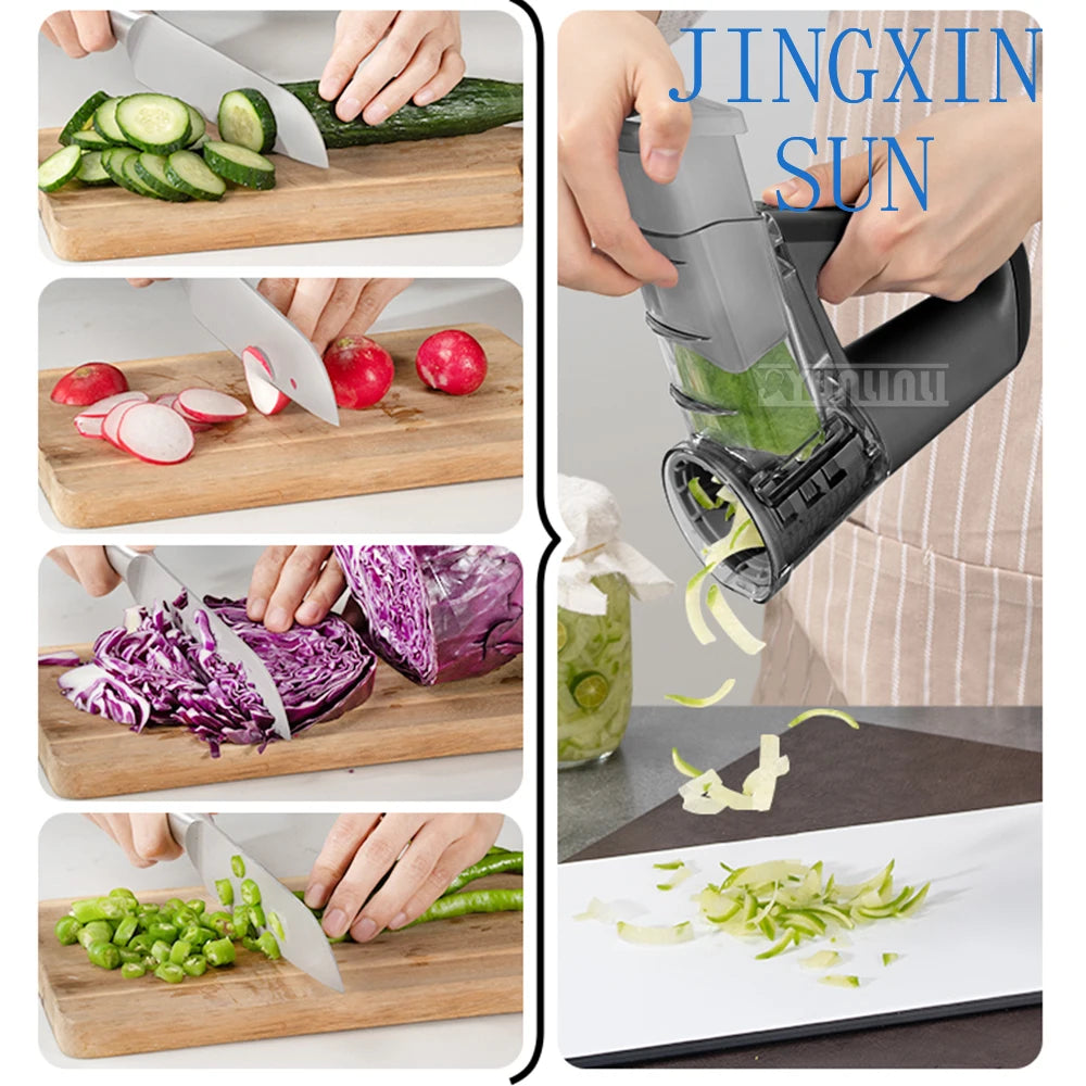 Electric Vegetable Slicer Hand-held Food Processor Carrot Cucumber Potato Cutter Kitchen Tool Ice Shaved Machine