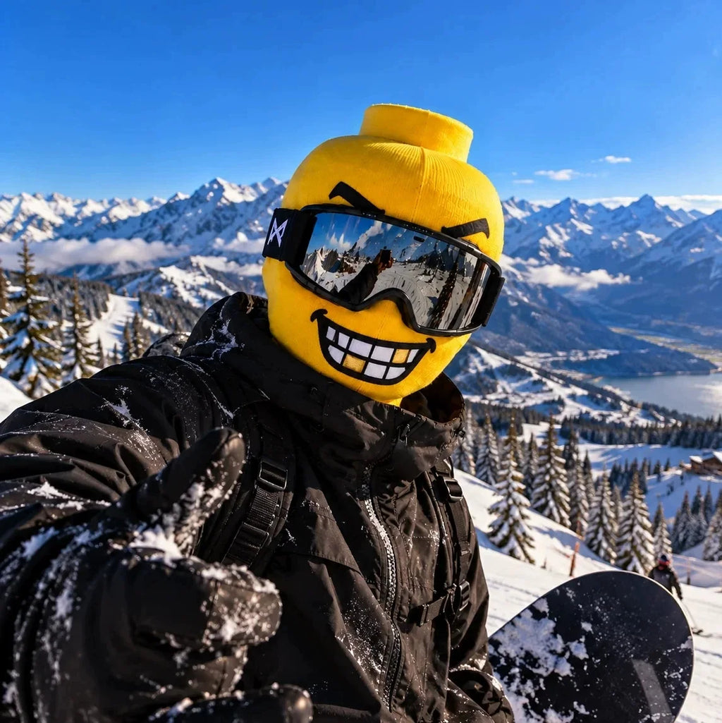 Snowboard Mask Bike Riding Windproof Face Cover All-Match Yellow Little Fellow Printed Simulation Mask Unisex Nylon Material