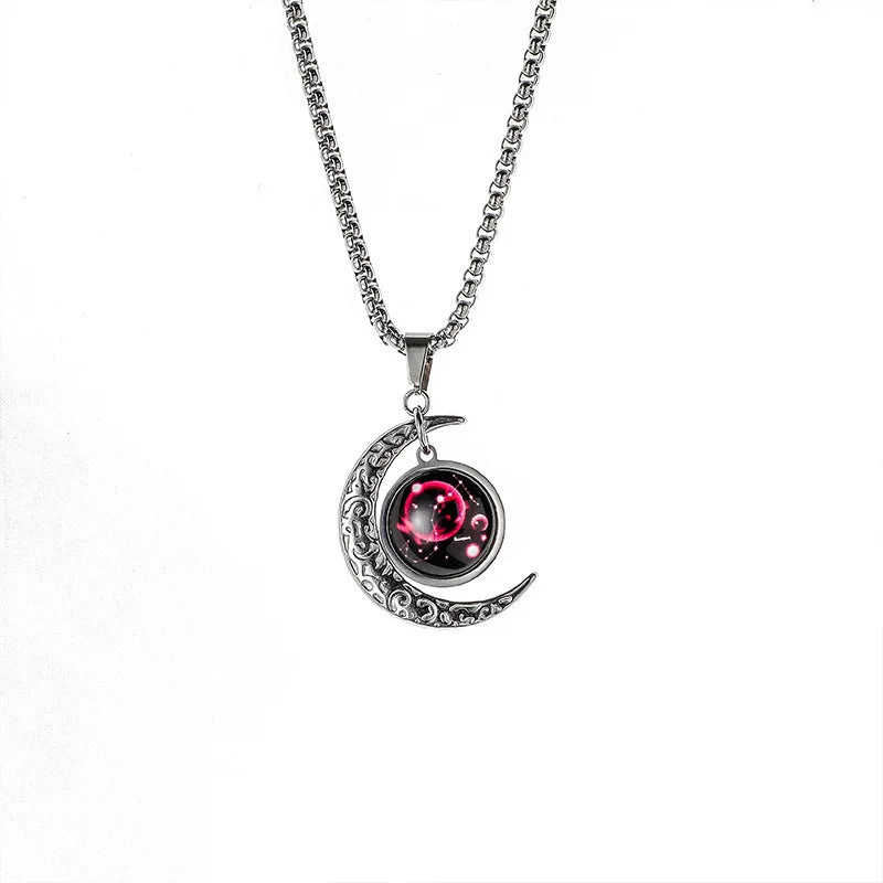 New Zodiac Sign Necklaces for Men Women Trendy Luminous Pendant Necklaces Cool Unique Couple Hip-hop Necklaces Stainless Steel Secondary image
