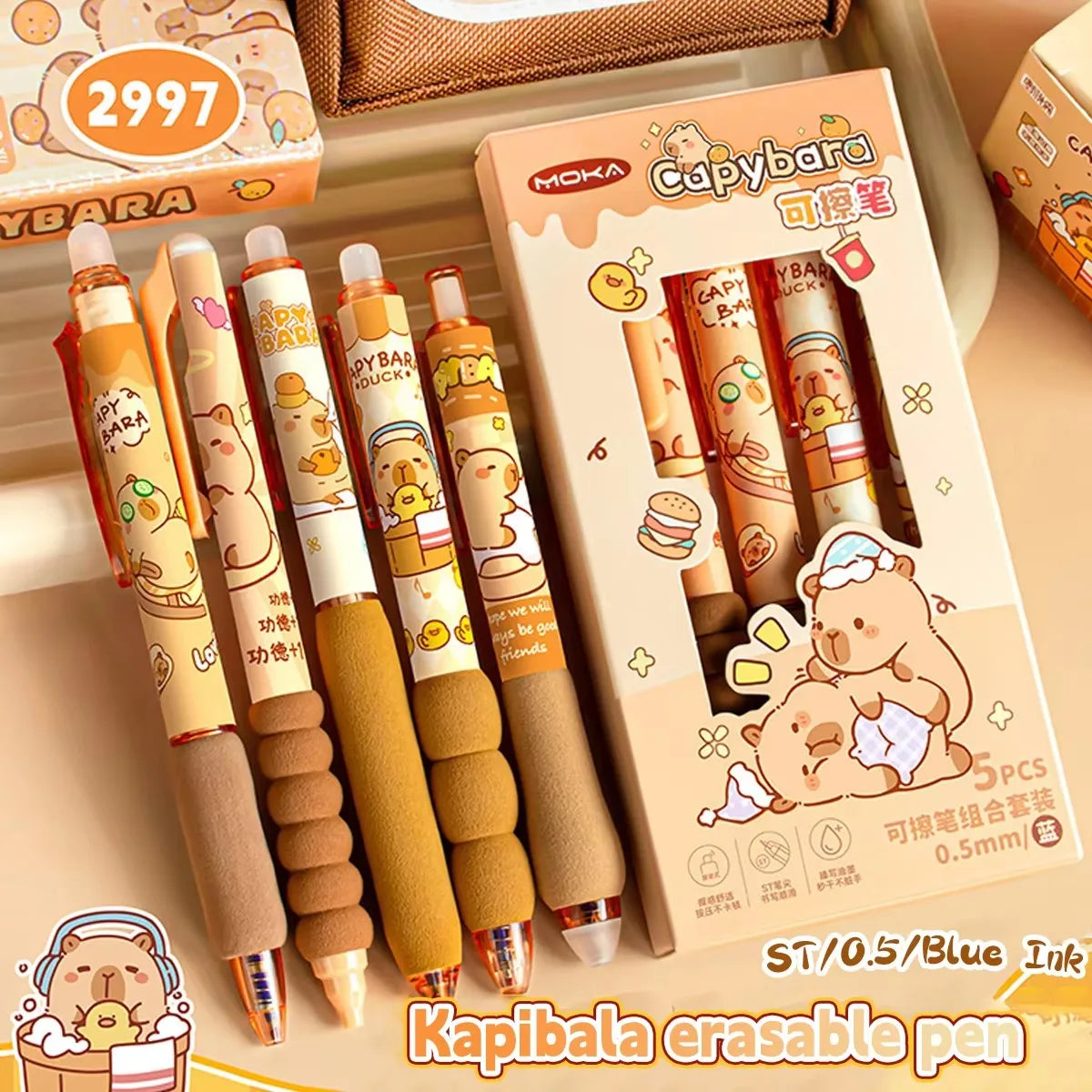 Cute Capybara Animal Gel Pens Erasable & Refillable Ink Pens Smudge-Free Writing for School season beg Supplies Stationery Gifts