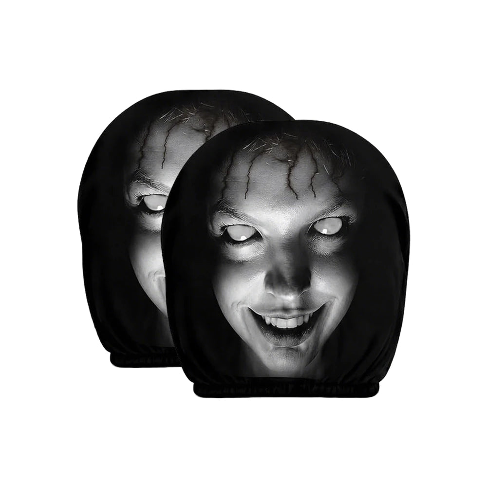 Aoifn Ghost Face Car Headrest Covers, Universal Halloween Horror Theme Headrest Covers, Scary Funny Car Interior Accessories