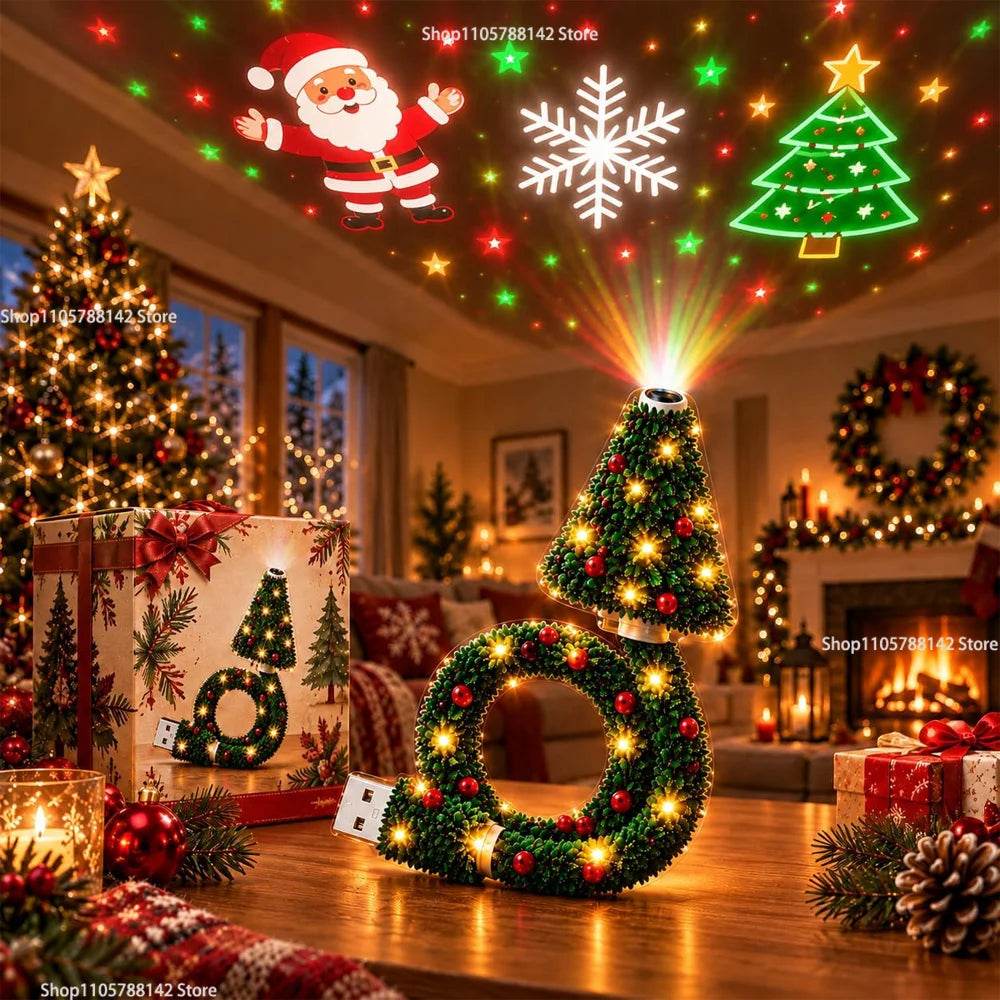 Christmas Tree Design Plug in Night Light Ceiling Projector Indoor, for Room Decor DIY Holiday Party Xmas Gifts