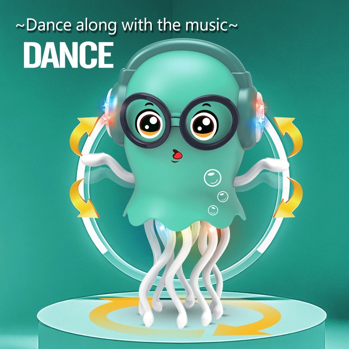 Electrically-Powered Crawling Dancing Jellyfish Toy, An Octopus With Automatic Obstacle Sensor, Intelligent LED Lights and Mu Secondary image