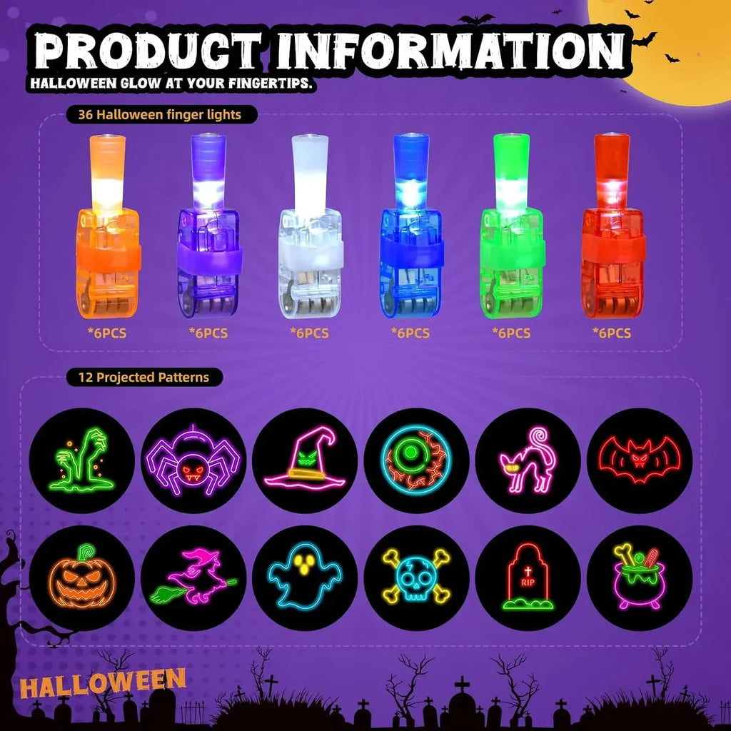 LED Halloween Finger Projector Flashlight Halloween Patterns Party Toy Halloween Treats Bag Stuffers Birthday Party Favors