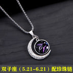 New Zodiac Sign Necklaces for Men Women Trendy Luminous Pendant Necklaces Cool Unique Couple Hip-hop Necklaces Stainless Steel