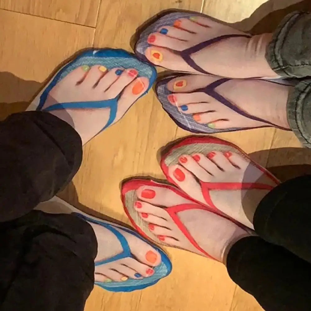 1 Pair 3D Printing Pattern Flip Flop Socks Funny Socks for Women Flip-flop Ankle Socks Low Cut Floor Socks Hosiery Novelty Gifts Main image