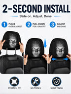 Aoifn Ghost Face Car Headrest Covers, Universal Halloween Horror Theme Headrest Covers, Scary Funny Car Interior Accessories