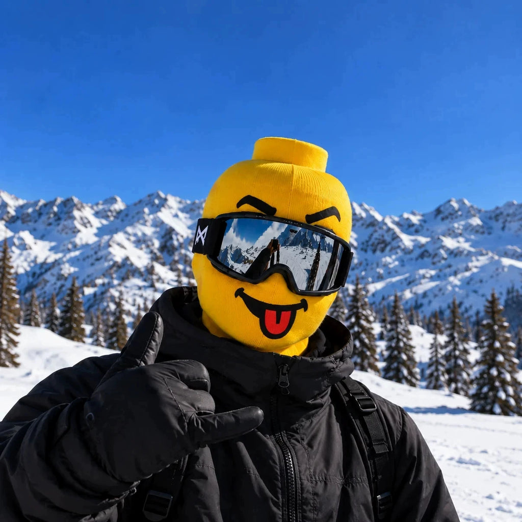 Snowboard Mask Bike Riding Windproof Face Cover All-Match Yellow Little Fellow Printed Simulation Mask Unisex Nylon Material