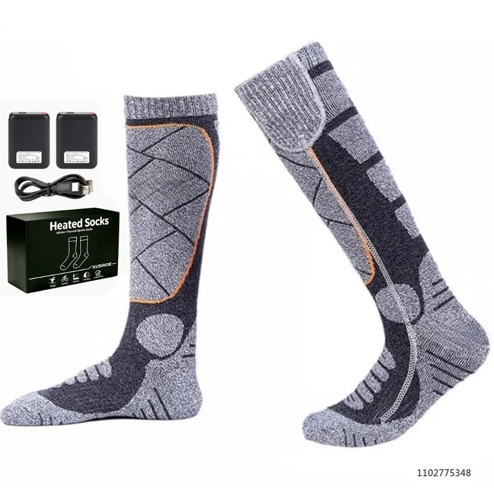 New Heated Socks Rechargeable 6000mah Electric Heated Skiing Socks Snowboarding Outdoor Sports Foot Warmer Winter Thermal Socks