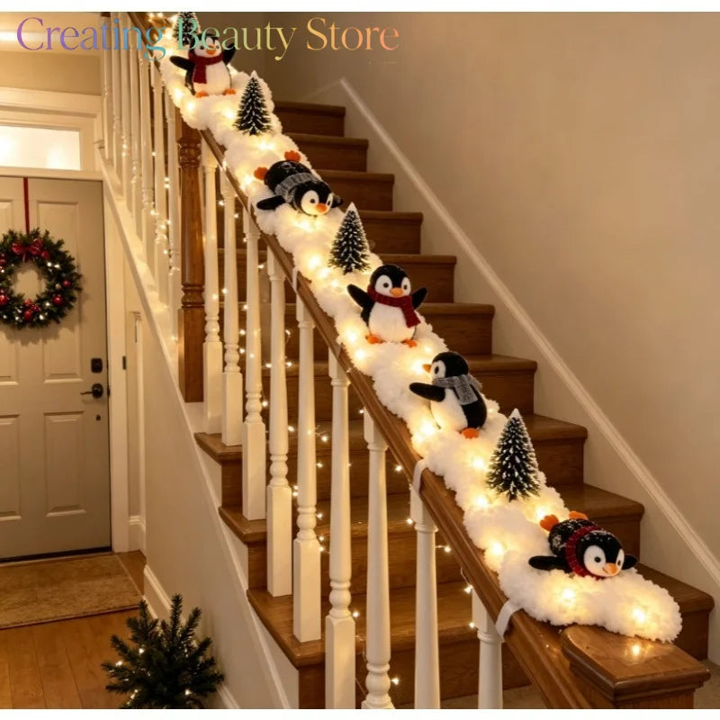Penguin Christmas Stair Snow Decor Staircase decorative light Secondary image