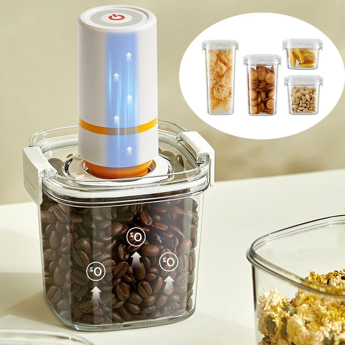 Vacuum Sealed Tank Coffee Beans Vacuum Jar Kitchen Cereals Storage Box Airtight Container Moisture-Proof Sealed Canister for Tea Main image