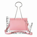 Large-Capacity Felt Binder Clip Crossbody Bag Quirky Fun Shape Long Tail Clip Handbag Solid Color Unique Funny Shoulder Bag