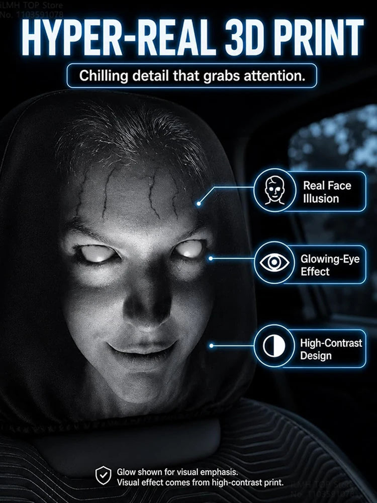 Aoifn Ghost Face Car Headrest Covers, Universal Halloween Horror Theme Headrest Covers, Scary Funny Car Interior Accessories
