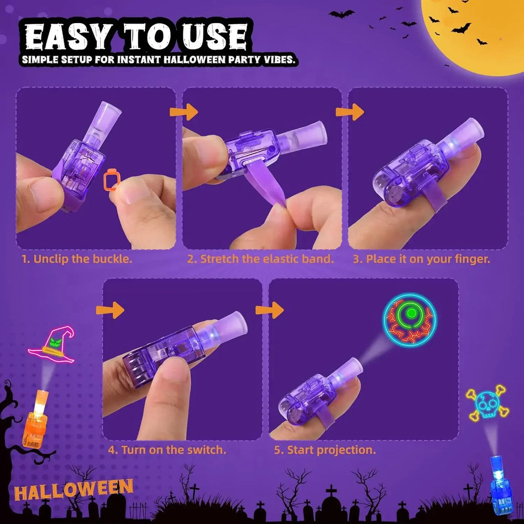 LED Halloween Finger Projector Flashlight Halloween Patterns Party Toy Halloween Treats Bag Stuffers Birthday Party Favors