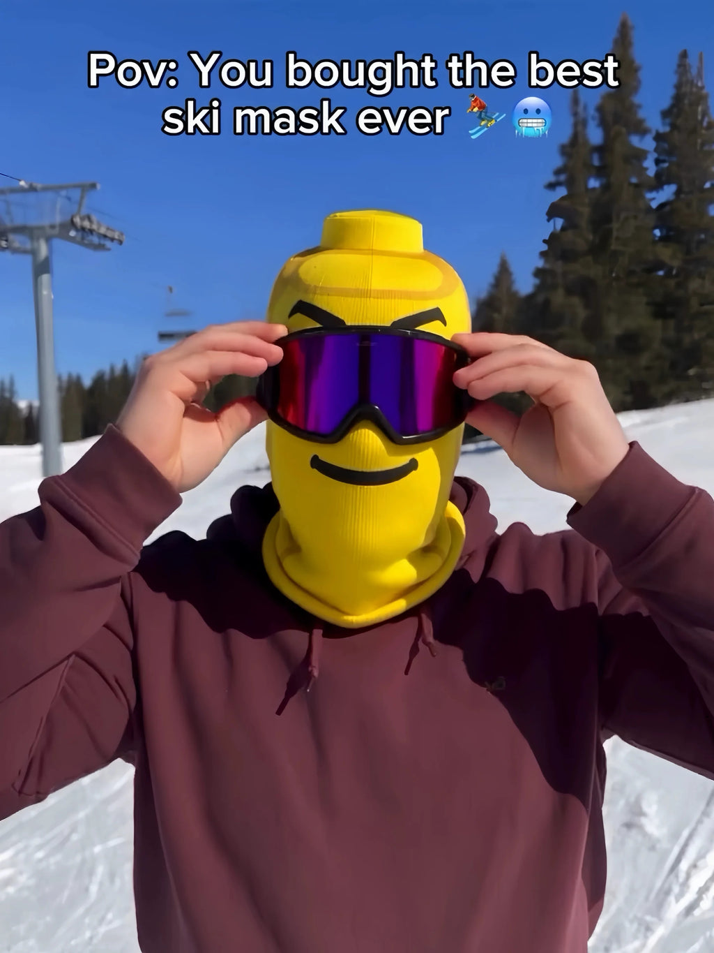 Snowboard Mask Bike Riding Windproof Face Cover All-Match Yellow Little Fellow Printed Simulation Mask Unisex Nylon Material