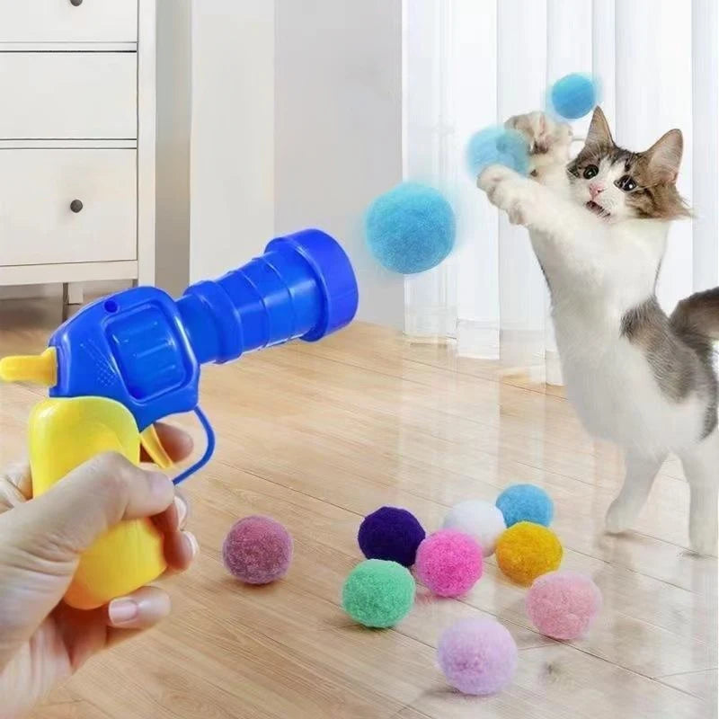 Cat Plush Ball Shooting Gun Relieving Depression Silent Ball Cat Toy Mini Shooting Gun Games Plush Ball Toys Pet Supplies Secondary image