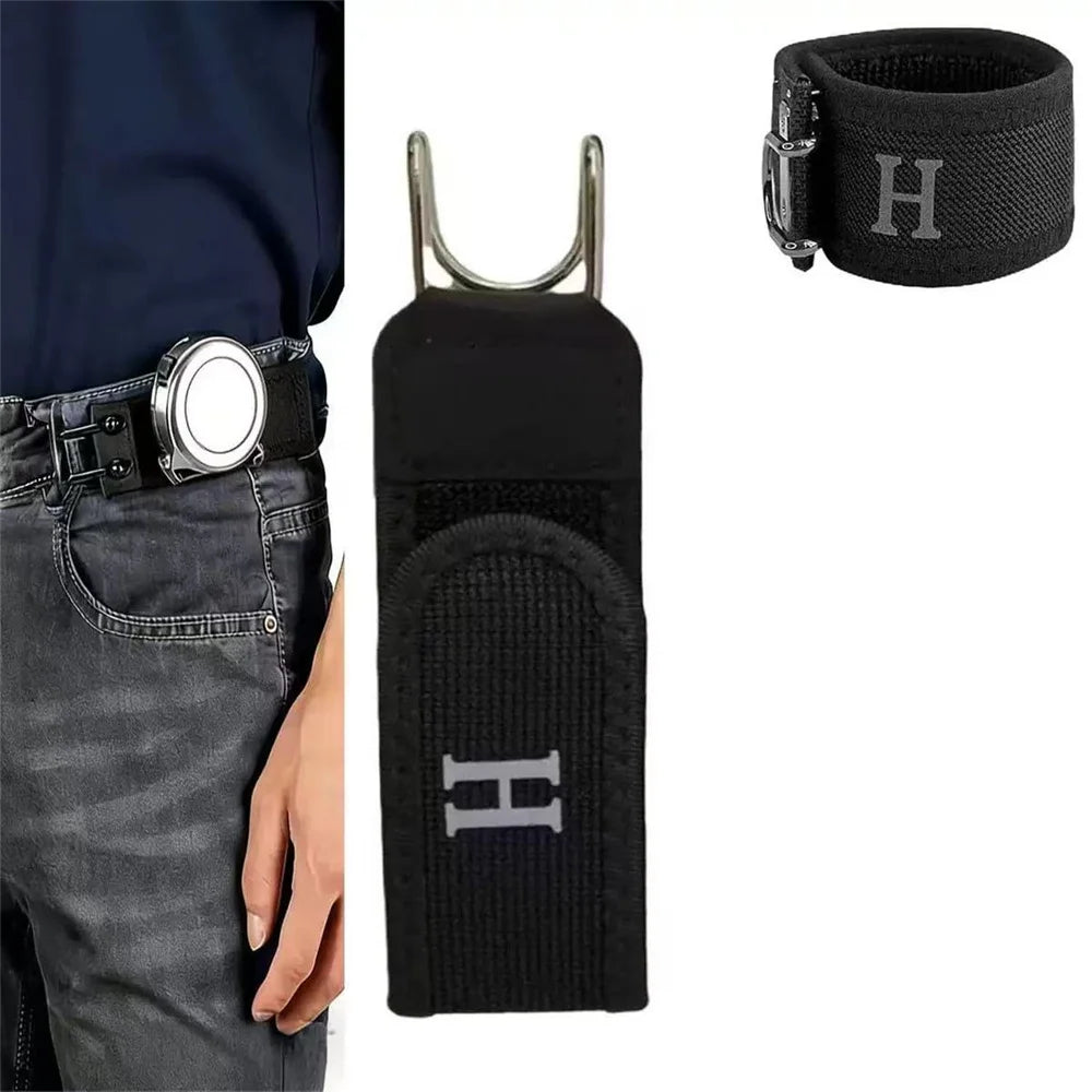 New Adjustable Elastic Style Waistband Buckle with Magic Tape & Metal Hooks Outdoor Portable Waist Band Tool Belt Nylon Soft