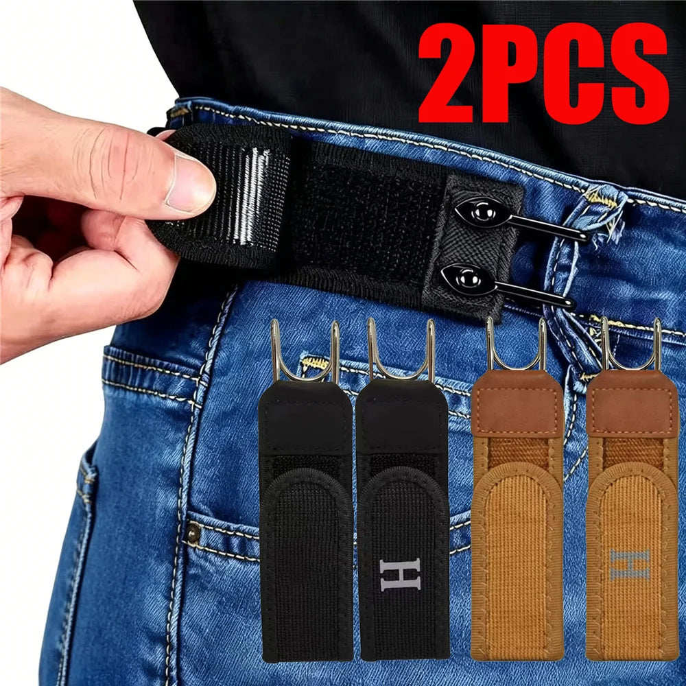 New Adjustable Elastic Style Waistband Buckle with Magic Tape & Metal Hooks Outdoor Portable Waist Band Tool Belt Nylon Soft