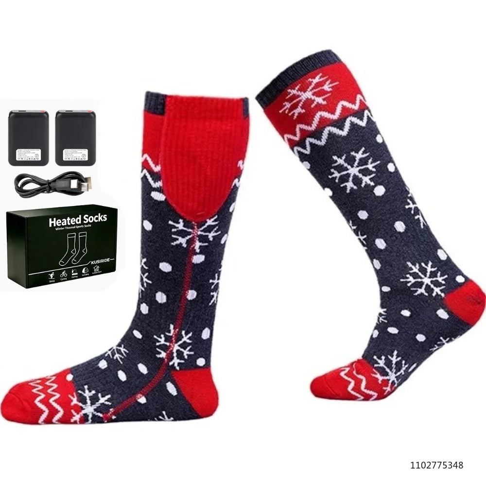 New Heated Socks Rechargeable 6000mah Electric Heated Skiing Socks Snowboarding Outdoor Sports Foot Warmer Winter Thermal Socks