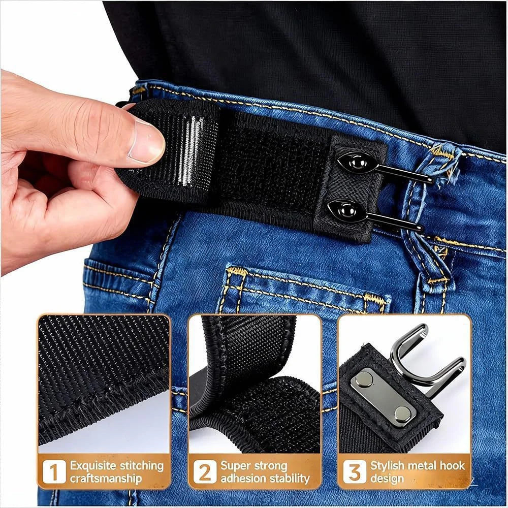 New Adjustable Elastic Style Waistband Buckle with Magic Tape & Metal Hooks Outdoor Portable Waist Band Tool Belt Nylon Soft